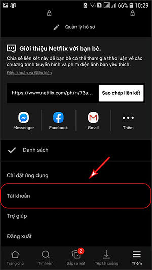 Tài khoản Netflix trên điện thoại 