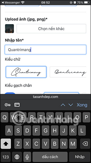 Nhập chữ ký