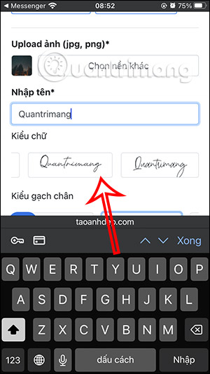 Chọn kiểu chữ ký