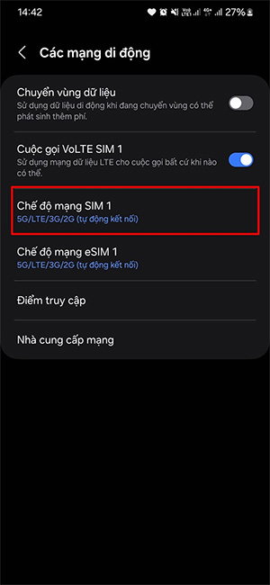 Kiểm tra kết nối 5G trên Android