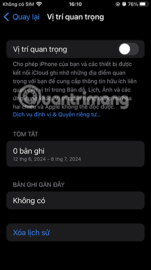 Tắt vị trí quan trọng iPhone