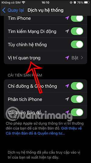 Vị trí quan trọng iPhone