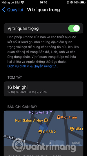 Vị trí quan trọng trên iPhone 