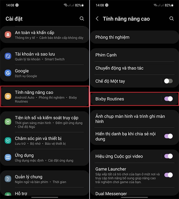 Kích hoạt Bixby Routines