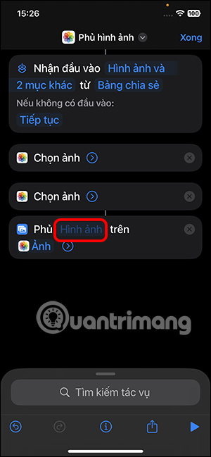 Chỉnh nội dung phủ ảnh 