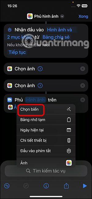 Chọn biến trong danh sách