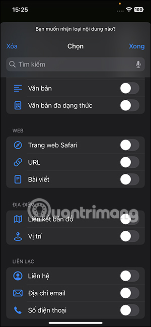 Tắt nội dung đầu vào 