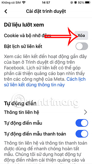 Xóa cookie và bộ nhớ đệm Facebook