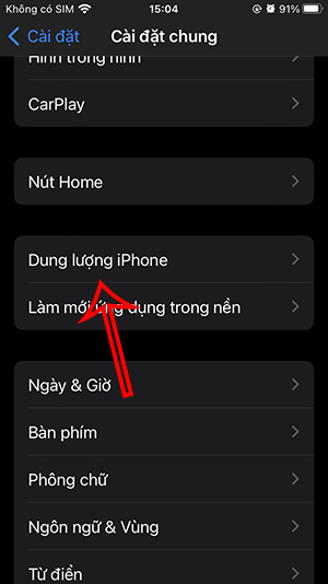 Dung lượng iPhone 