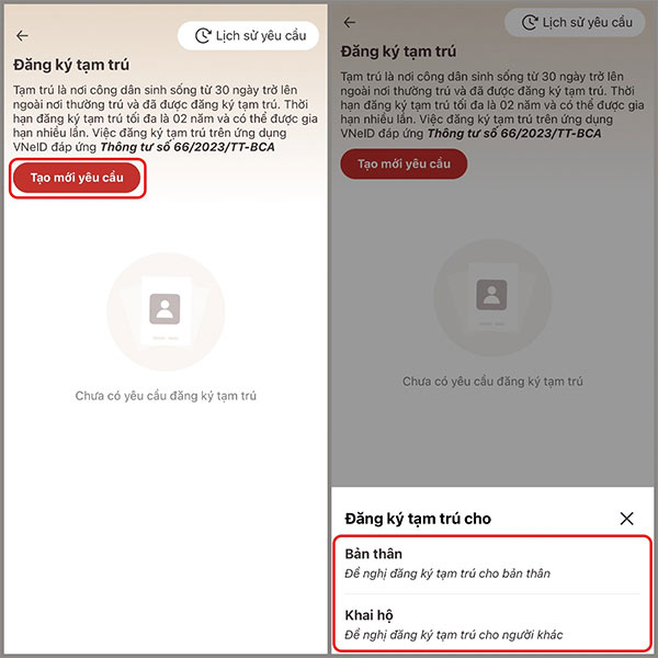 Hồ sơ đăng ký tạm trú VNeID