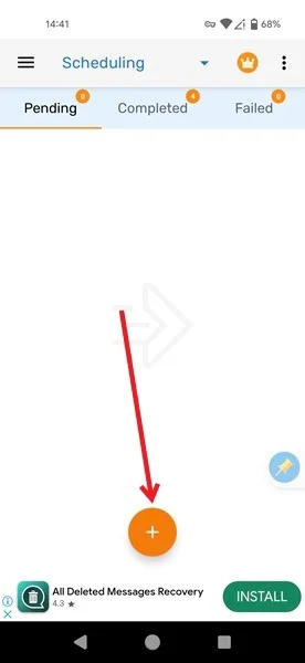 Nhấn vào nút + trong ứng dụng Auto Text trên Android.