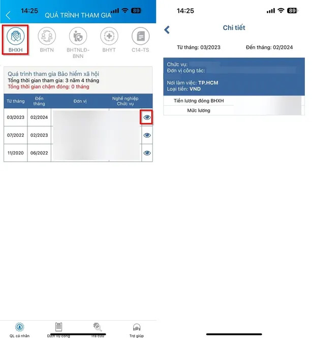Kiểm tra lương tăng trên VssID