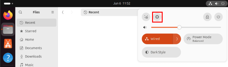 Biểu tượng bánh răng trên khay hệ thống của Ubuntu.