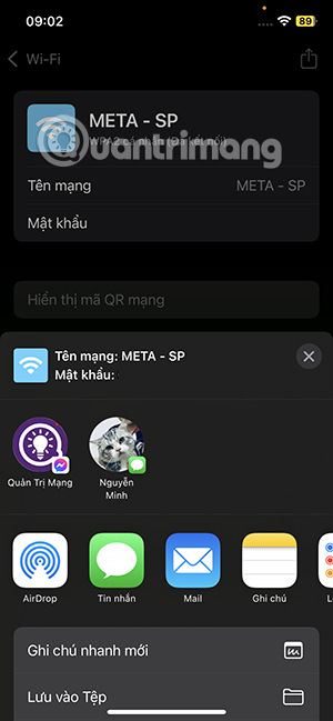 Chia sẻ thông tin mã QR iPhone