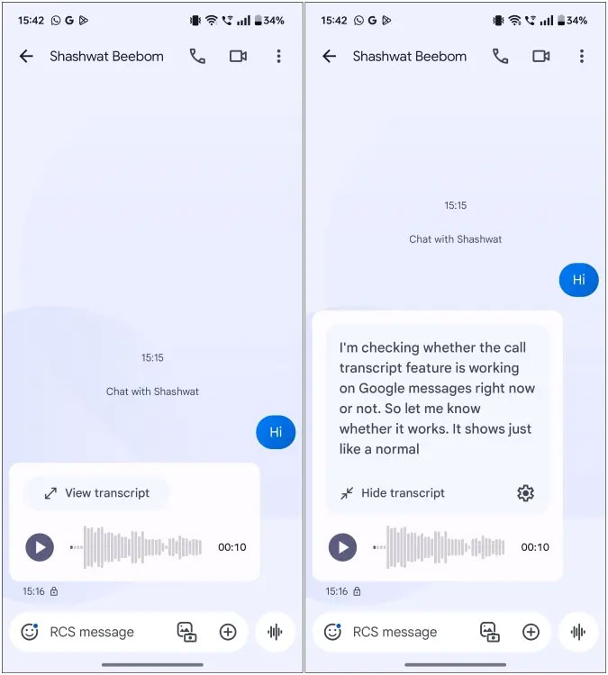 Phiên âm ghi chú thoại trong Google Messages