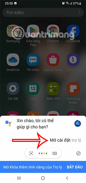 Truy cập cài đặt trợ lý Google 