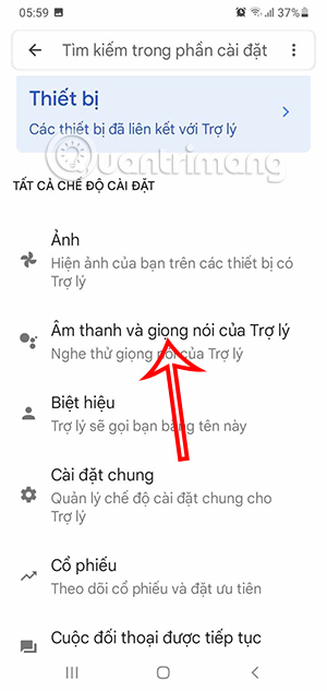 Truy cập giao diện đổi giọng nói Google trợ lý