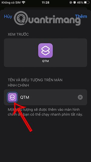 Chỉnh ảnh đại diện phím tắt 