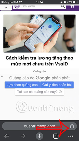 Chia sẻ trang web Chrome 