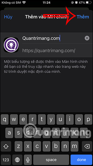 Thêm trang web từ Chrome ra màn hình iPhone 