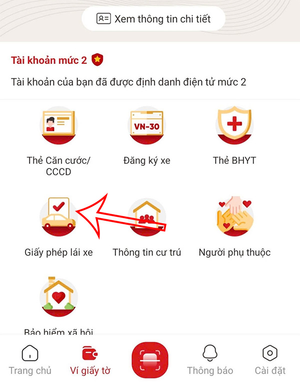 Xem giấy phép lái xe trên VNeID