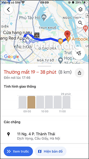 Các chặng di chuyển 