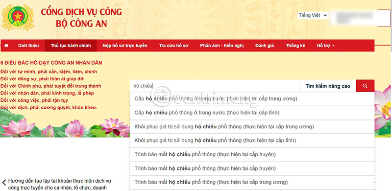 cach lam ho chieu online