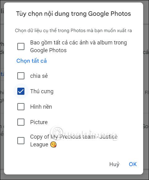 Chọn album từ Google Photos sang iCloud Photos