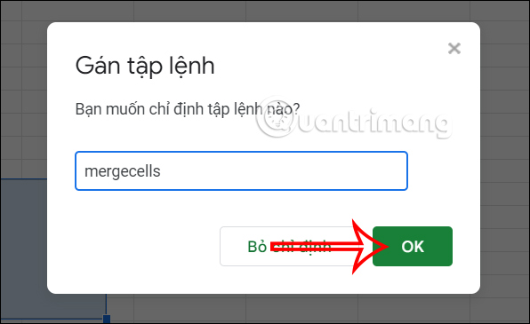 Đặt tên cho lệnh hợp nhất ô hàng loạt Google Sheets