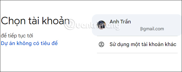 Chọn tài khoản Google 