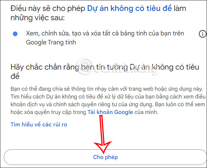 Chạy lên trên Google Sheets