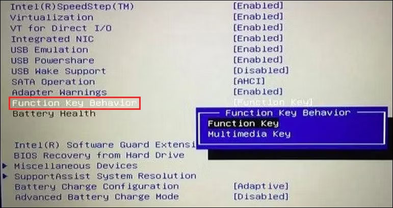 Function Key Behavior trong menu BIOS