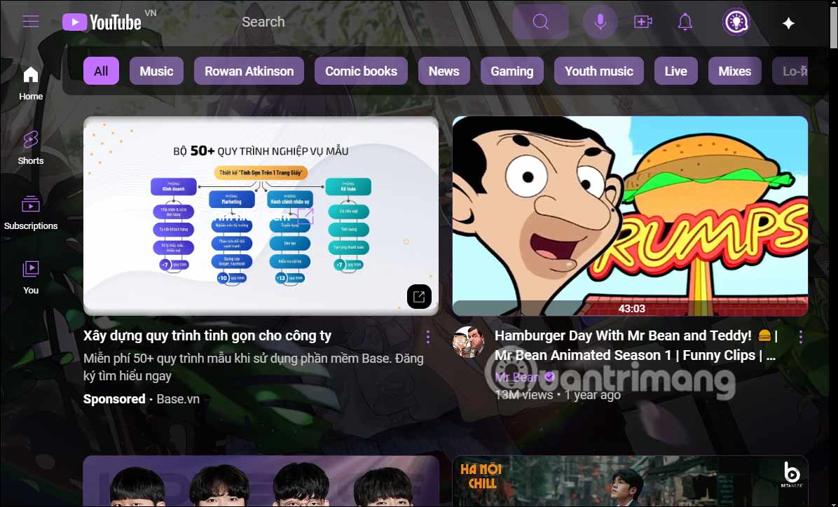 Đổi theme YouTube