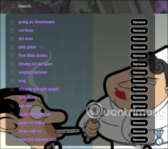Thanh tìm kiếm video YouTube