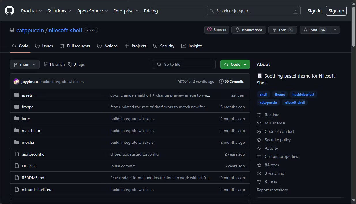 Trang GitHub Catppuccin Nilesoft shell