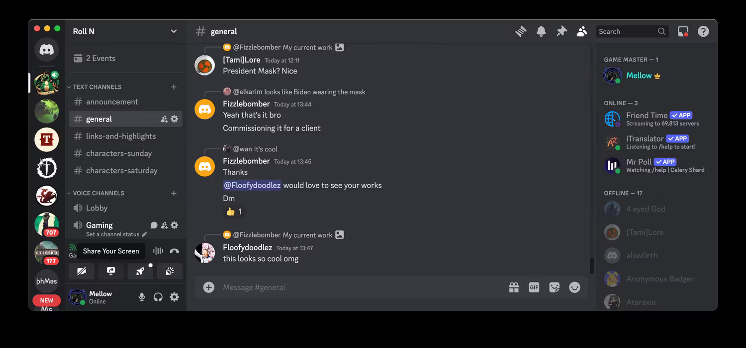 Discord hiển thị nút Share Your Screen