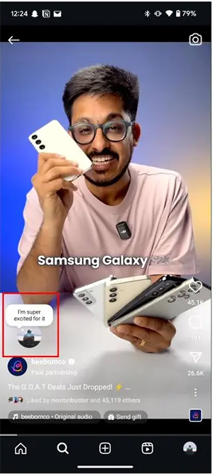 Ghi chú trong video Reels Instagram 