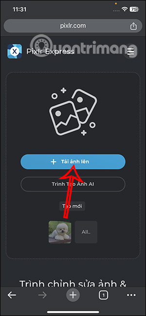 Tải ảnh lên Pixlr