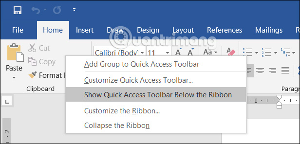 Hướng dẫn tùy chỉnh Quick Access Toolbar Word