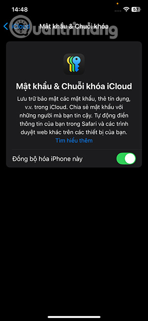 Bật đồng bộ mật khẩu trong iCloud