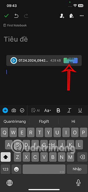 Chuyển âm thanh sang ghi chú Evernote