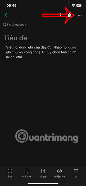 Tùy chọn ghi chú Evernote