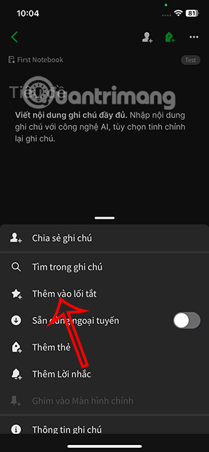 Thêm ghi chú vào lối tắt