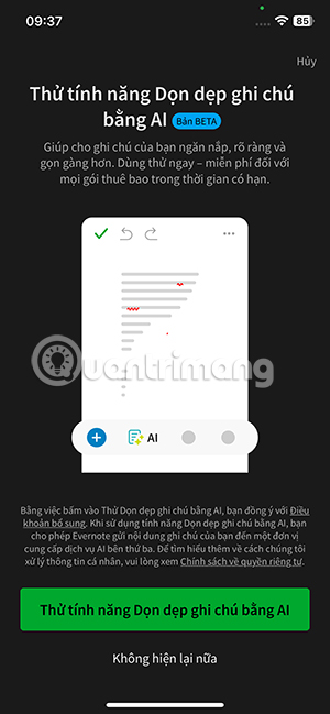 Dùng AI chính lại ghi chú Evernote