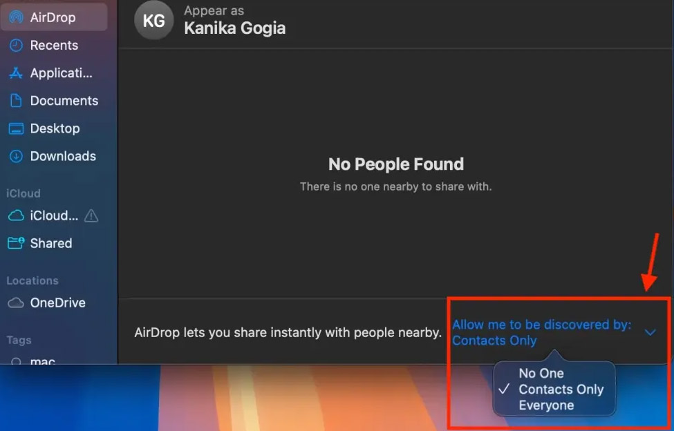 Tắt AirDrop trên máy Mac trong Finder