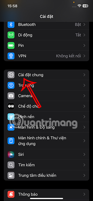 Cài đặt chung iPhone