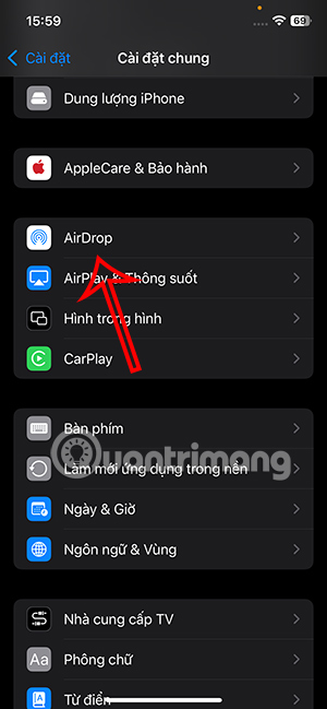 AirDrop trong Cài đặt