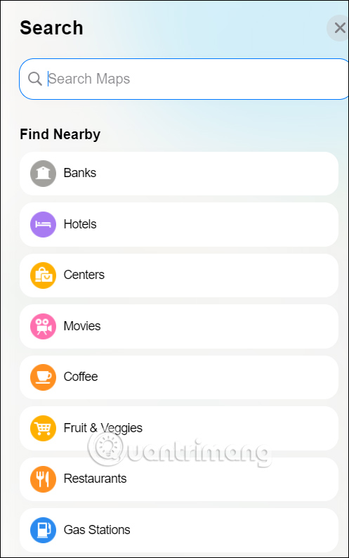 Tìm kiếm địa điểm trên Apple Maps web