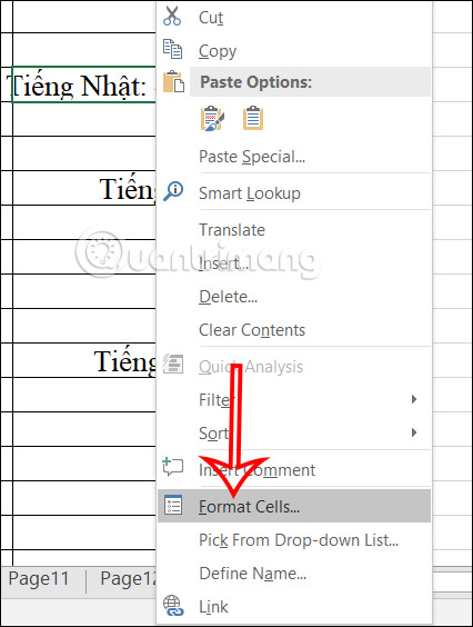 Format cells