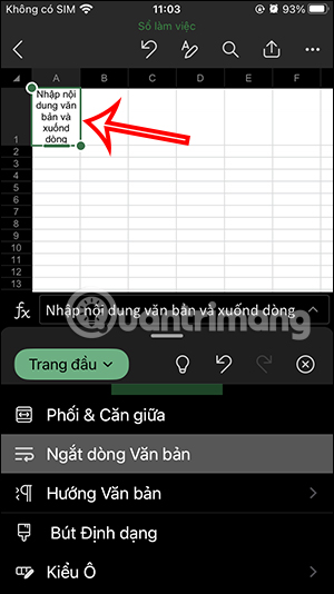 Chinh căn giữa nội dung trong ô Excel